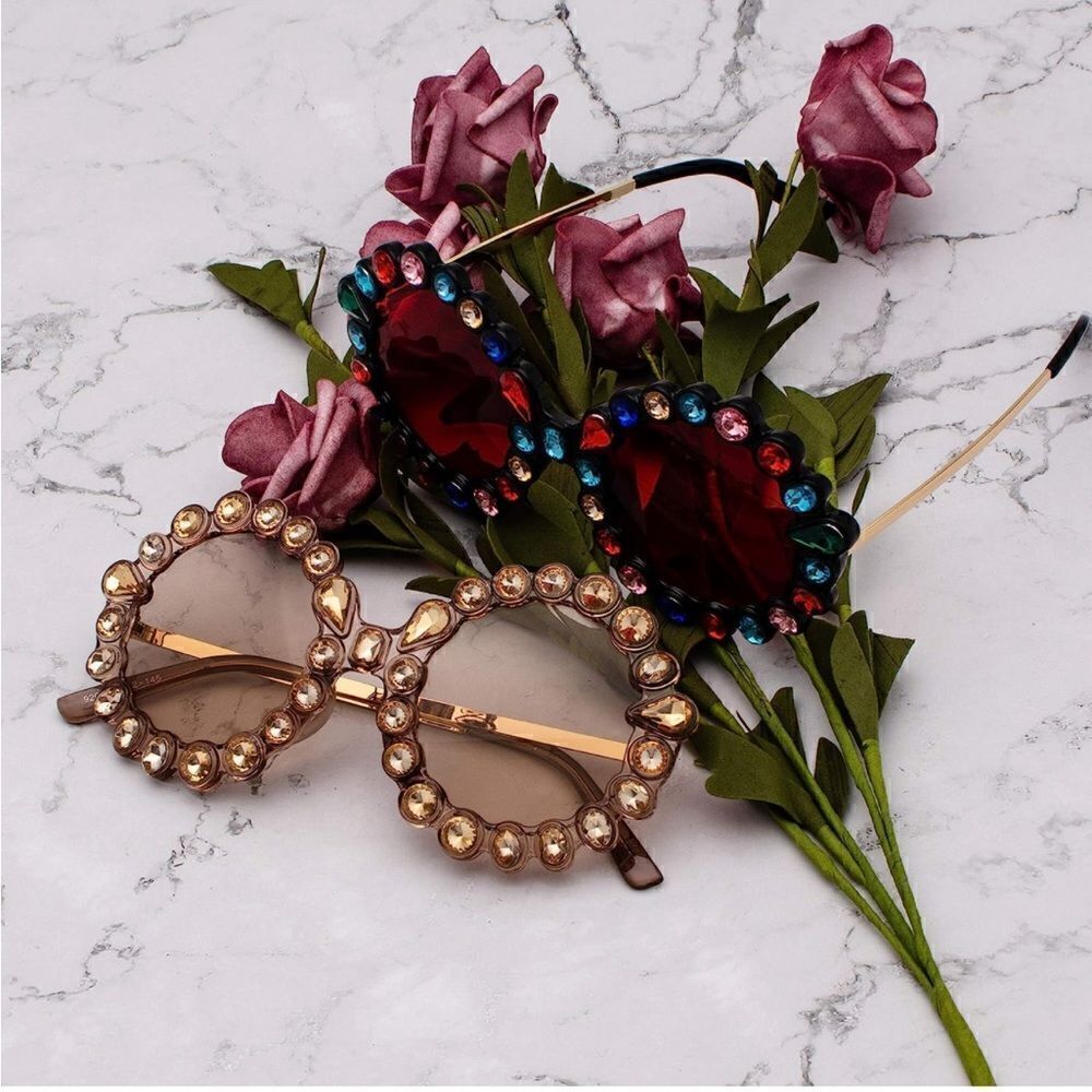 Crystal Women Big Rhinestone Sunglasses Oversized Round